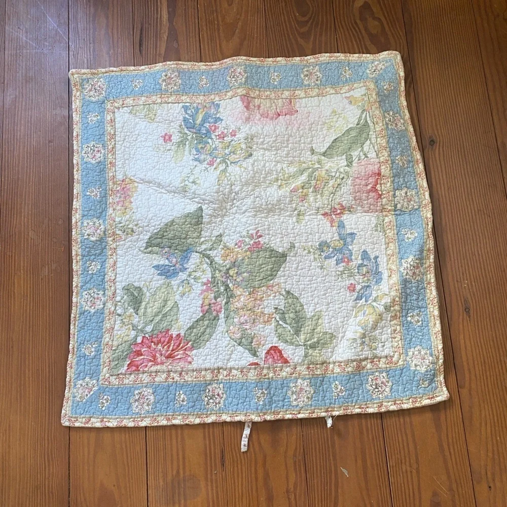 Floral Quilted Pillow Cover Cottage Floral